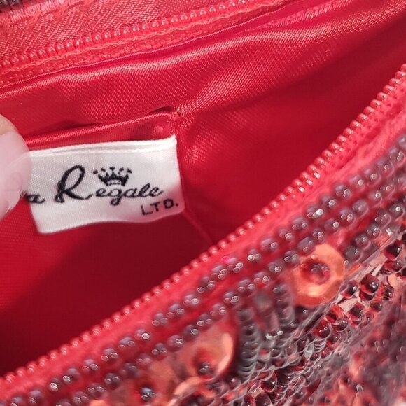 VTG Handmade Beaded Sequins Handbag Evening Red Flapper Formal Event Party NWT - Picture 9 of 12